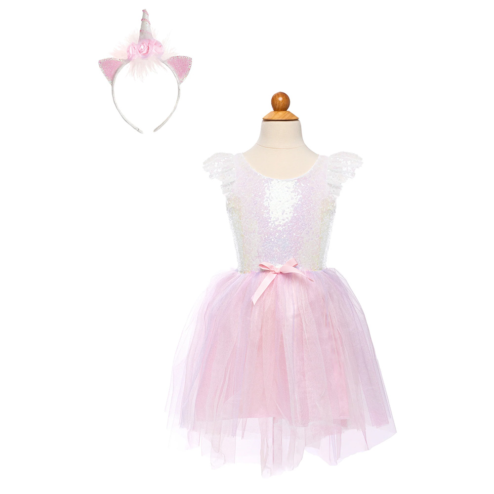 Great Pretenders Dreamy Unicorn Dress Iridescent/Pink With Headband, SIZE US 3-4