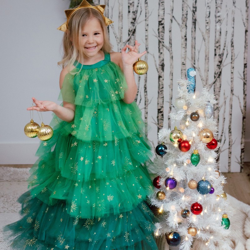 Great Pretenders Christmas Tree Dress with Headpiece, SIZE US 5-6