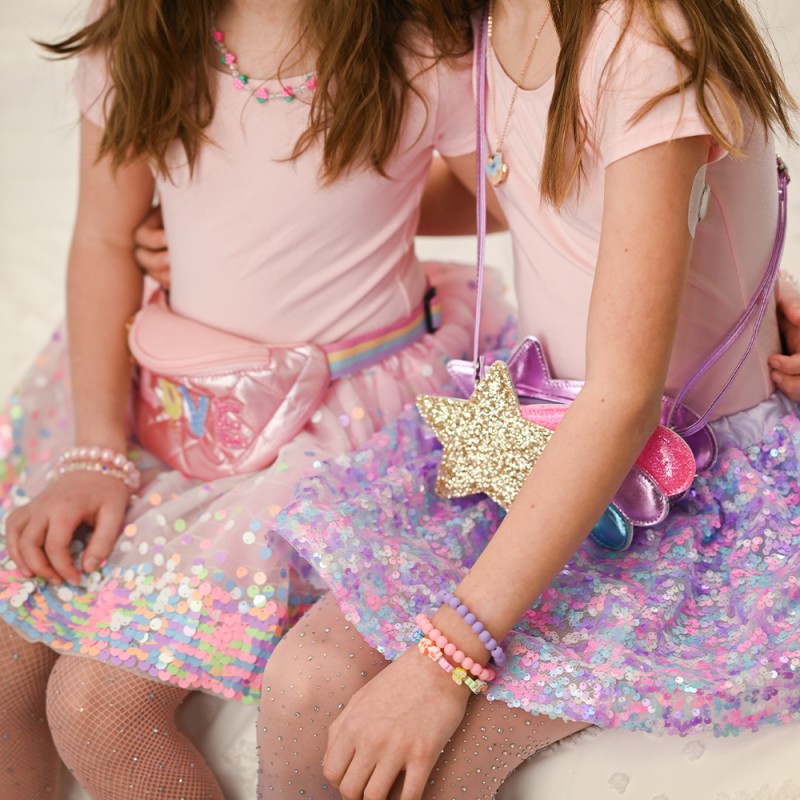 Great Pretenders Party Fun Sequins Skirt - Pink/Neon, SIZE US 4-6