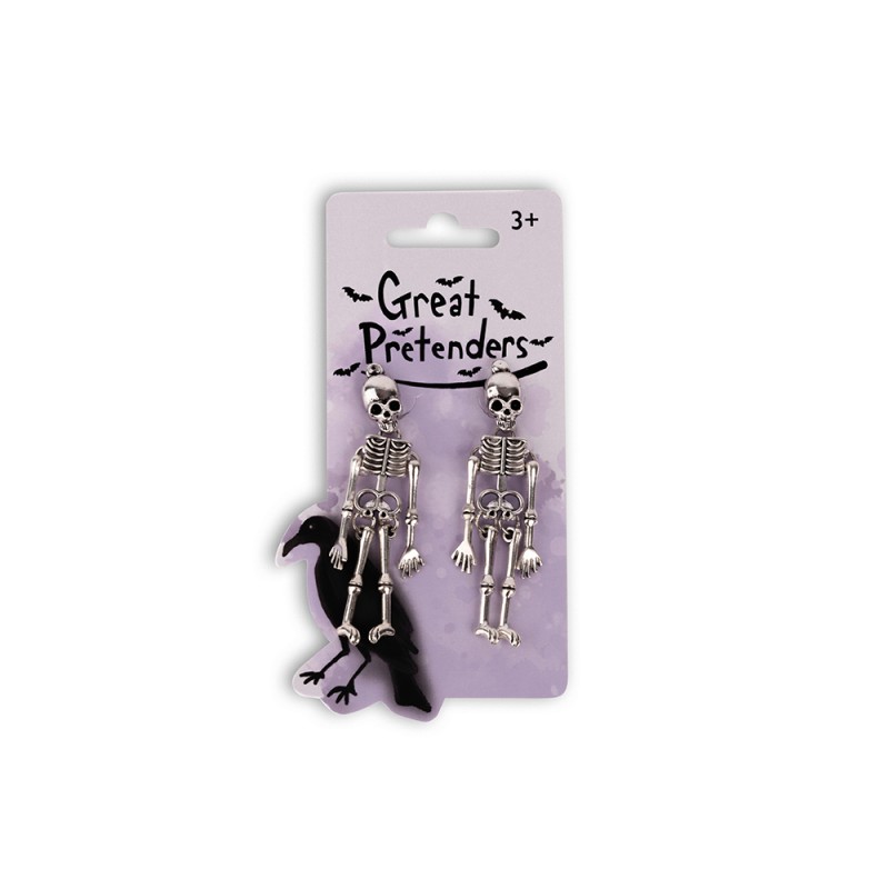 Great Pretenders Spooky Scary Skeleton Clip On Earrings