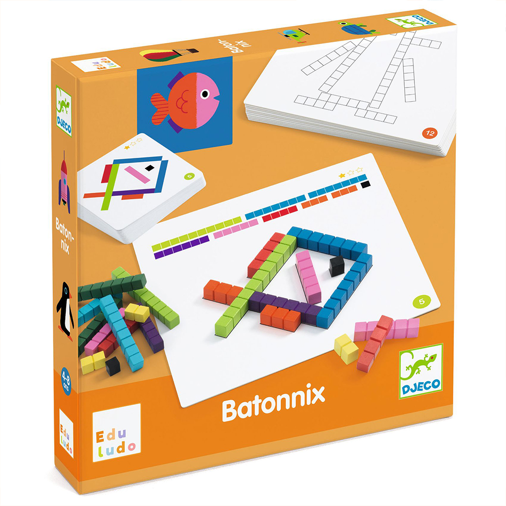 Djeco Εκπαιδευτικό παιχνίδι σύνθεσης εικόνων με πολύχρωμα ξυλάκια "Batonnix "