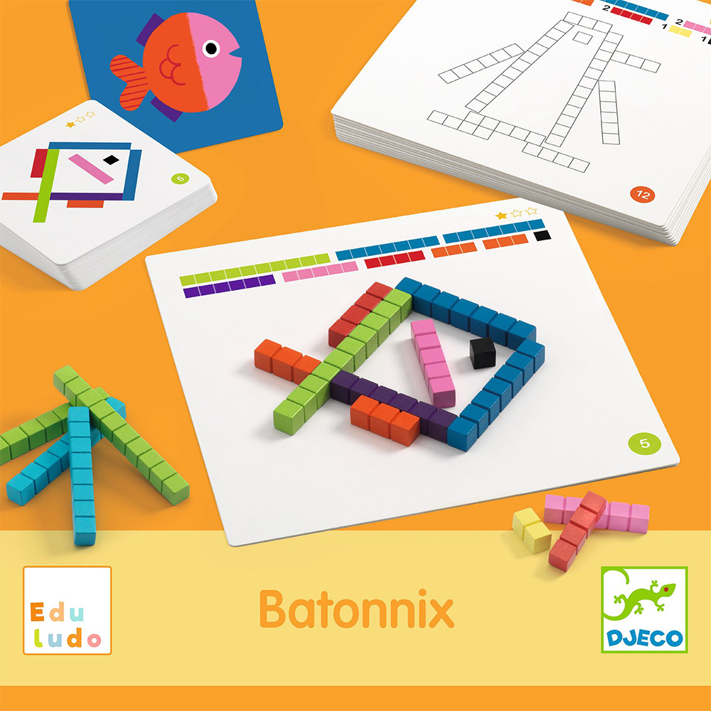 Djeco Εκπαιδευτικό παιχνίδι σύνθεσης εικόνων με πολύχρωμα ξυλάκια "Batonnix "