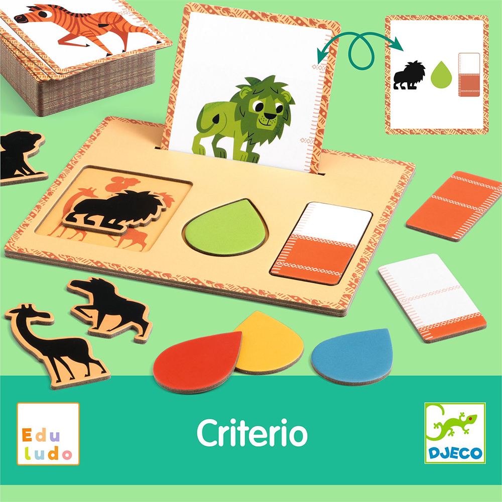 Djeco Εκπαιδευτικό παιχνίδι ταξινόμησης Χρώμα-Μέγεθος-Σχήμα "Criterio"