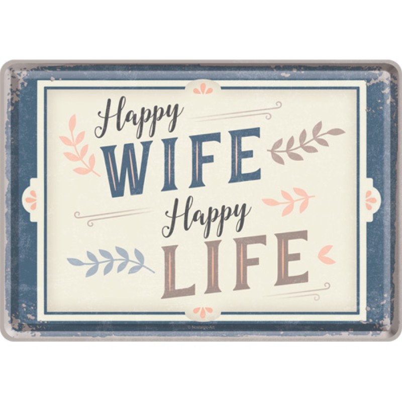 Nostalgic Metal Card Word Up Happy Wife Happy Life