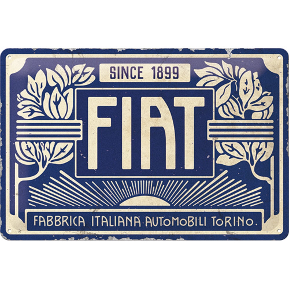 Nostalgic Μεταλλικός πίνακας Fiat - Since 1899 Logo Blue