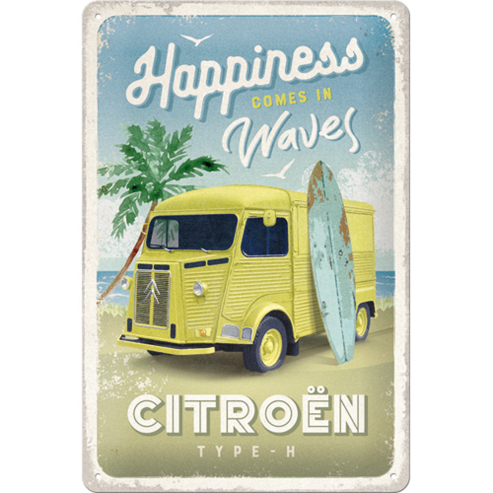 Nostalgic Μεταλλικός πίνακας Citroen Type H - Happiness Comes In Waves