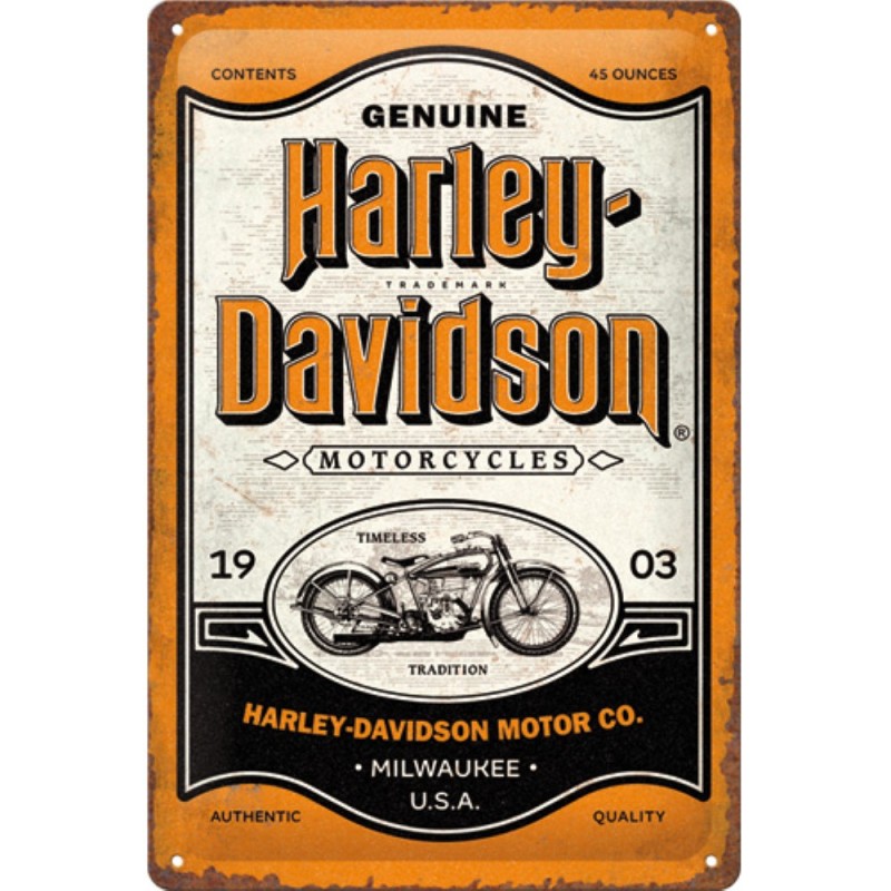 Nostalgic Μεταλλικός πίνακας Harley-Davidson - Genuine Motorcycles Milwaukee