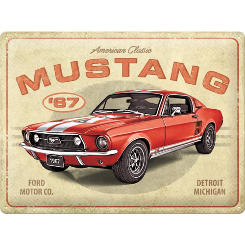 Nostalgic Tin Sign 30x40cm Ford Mustang - GT 1967 Red