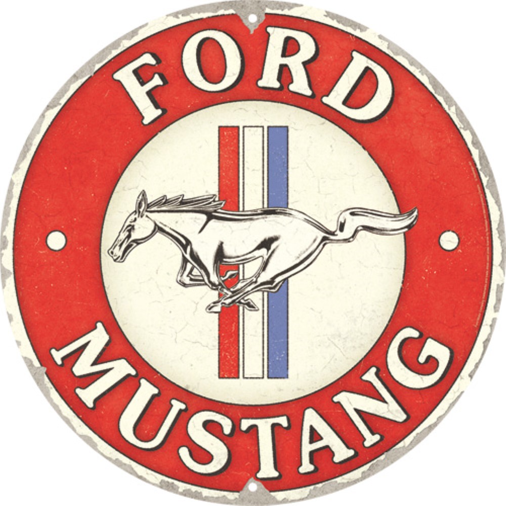 Nostalgic Μεταλλικός πίνακας στρόγγυλος 35 cm Ford Mustang - 3 Stripes Red