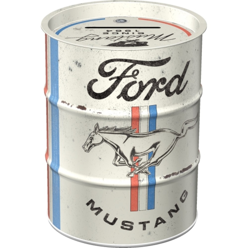 Nostalgic Μεταλλικός Κουμπαράς Oil Barrel Ford Mustang - Horse & Stripes Logo