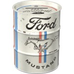 Nostalgic Money Box Oil Barrel Ford Mustang - Horse & Stripes Logo