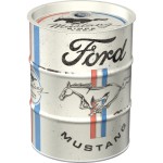 Nostalgic Money Box Oil Barrel Ford Mustang - Horse & Stripes Logo