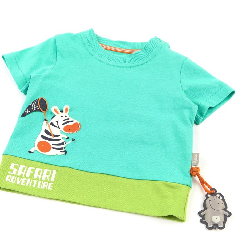 Size 080 Sigikid κοντομάνικο μπλουζάκι Safari Adventure με ζέβρα τιρκουάζ