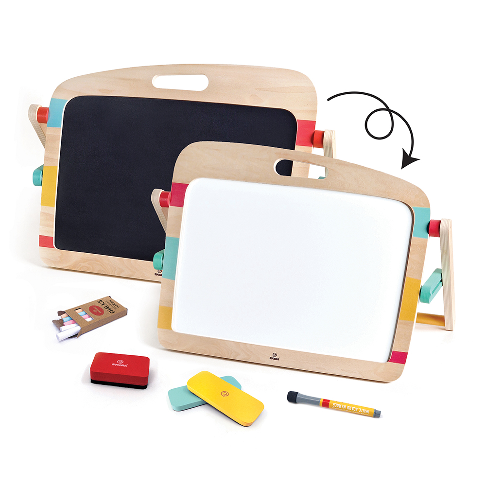 Svoora Double-Sided Easel with blackboard and magnetic whiteboard 