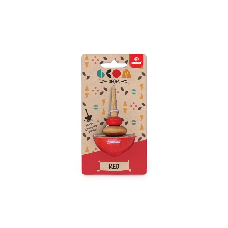 Svoora Wooden Spinning Top Geom 'Red' 9 cm