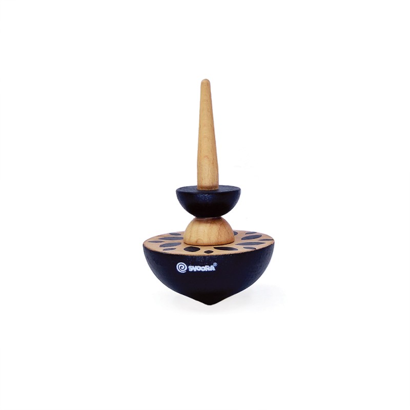 Svoora Wooden Spinning Top Geom 'Black' 9 cm