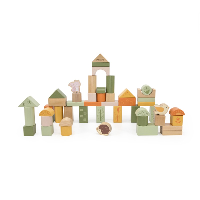 Viga PolarB Wooden Blocks (50 pcs) - Green Forest