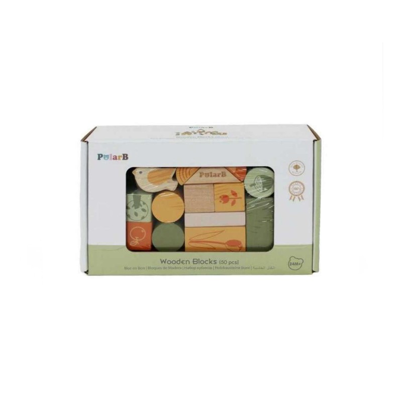 Viga PolarB Wooden Blocks (50 pcs) - Green Forest